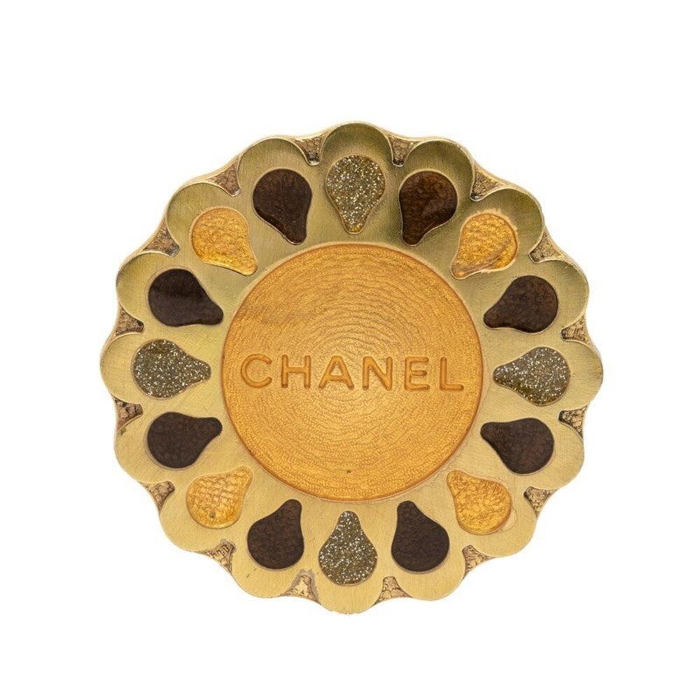 Chanel Logo Brooch Gold Plated